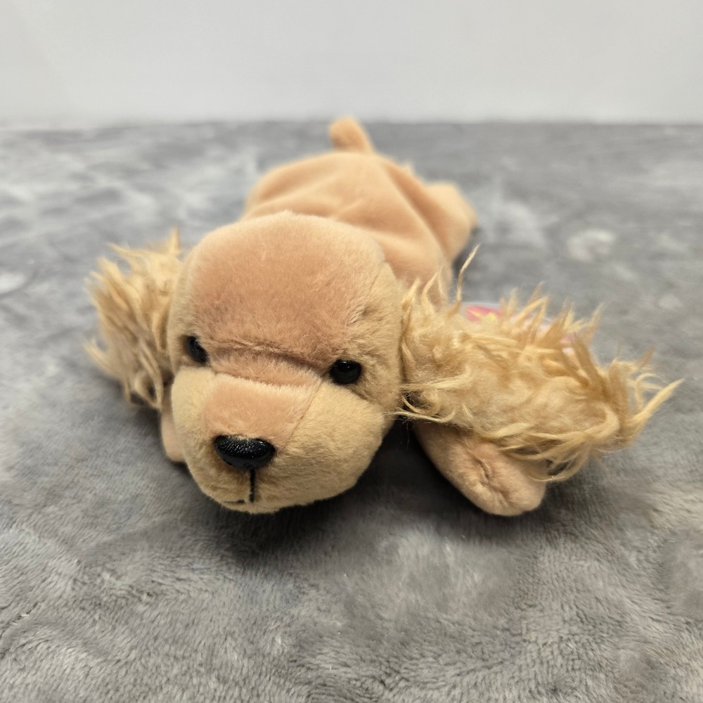 Ty Beanie Baby Spunky the Cocker Spaniel Dog‎ Tan Plush 1997 Vintage PVC Pellets